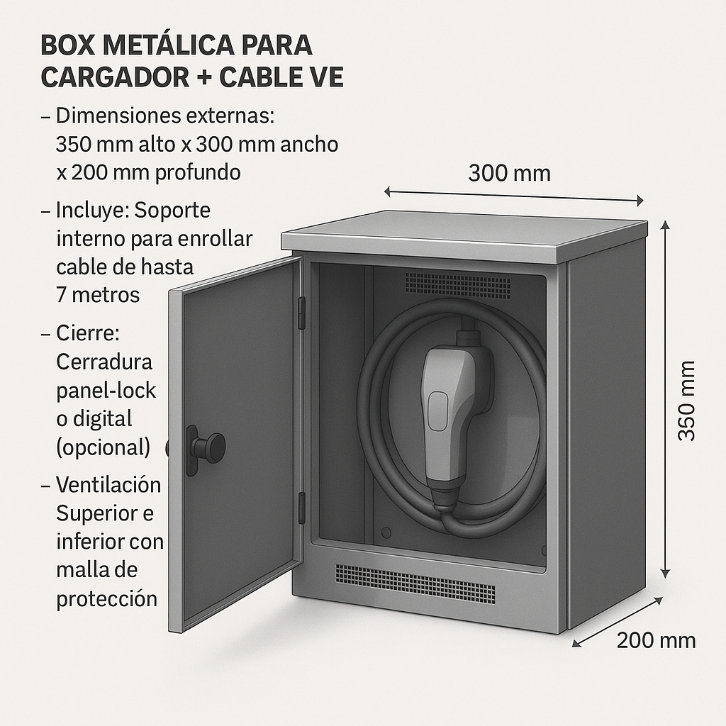 Caja Metálica para Cargador + Cable de Vehículo Eléctrico | SEGITEC